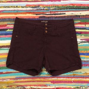 Burgundy 3-button denim shorts from Refugee